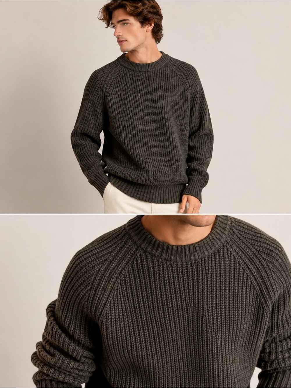 NWT Industry Republic Clothing Olive Green Wool Blend Ribbed Sweater M